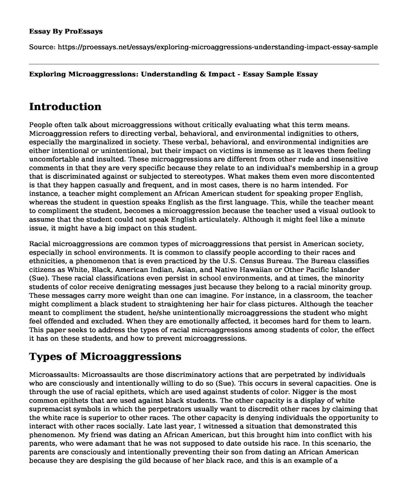 Exploring Microaggressions: Understanding & Impact - Essay Sample