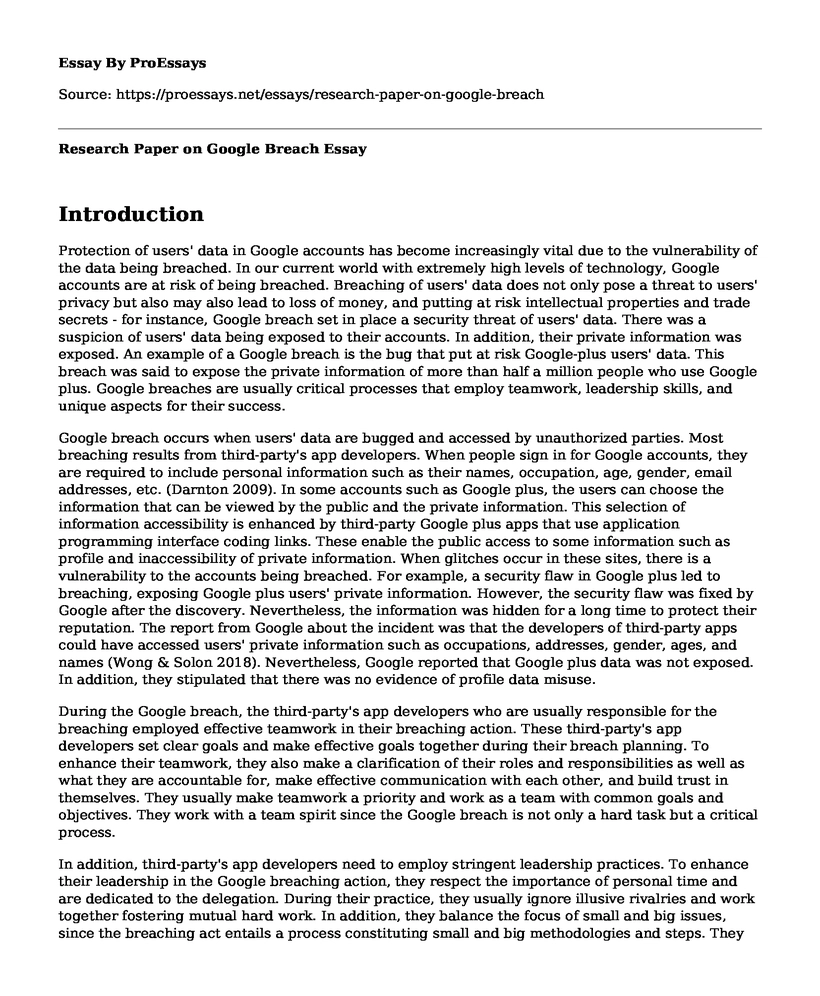 Research Paper on Google Breach