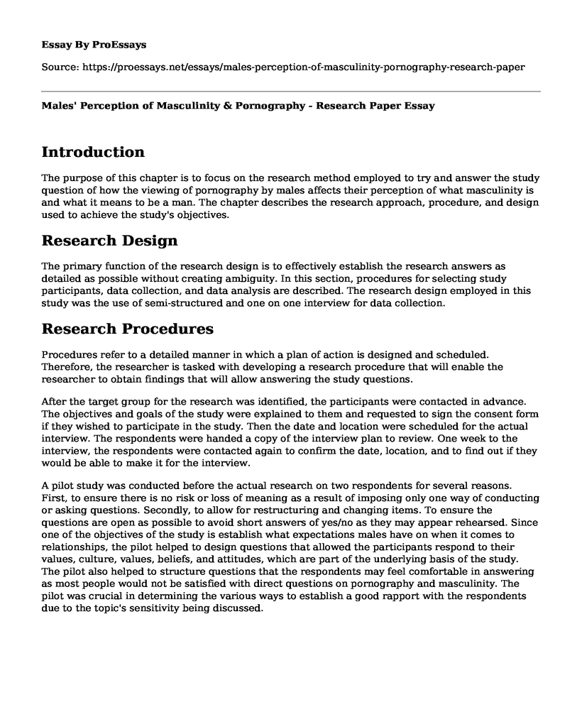 Males' Perception of Masculinity & Pornography - Research Paper