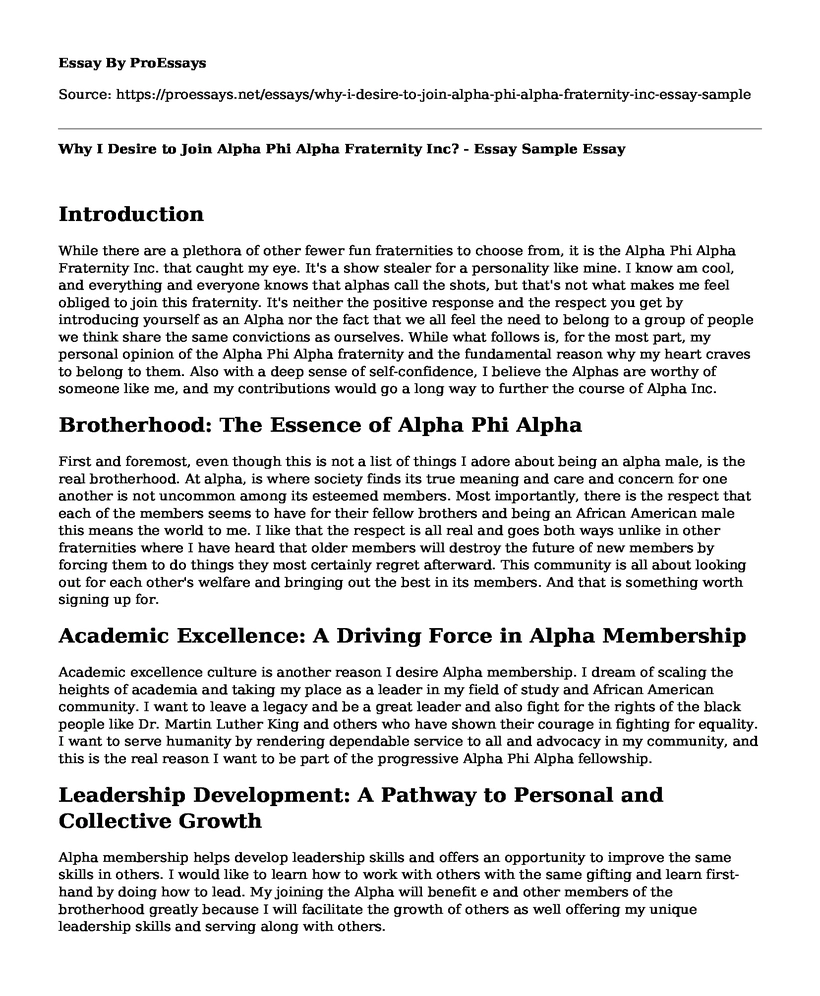 Why I Desire to Join Alpha Phi Alpha Fraternity Inc? - Essay Sample