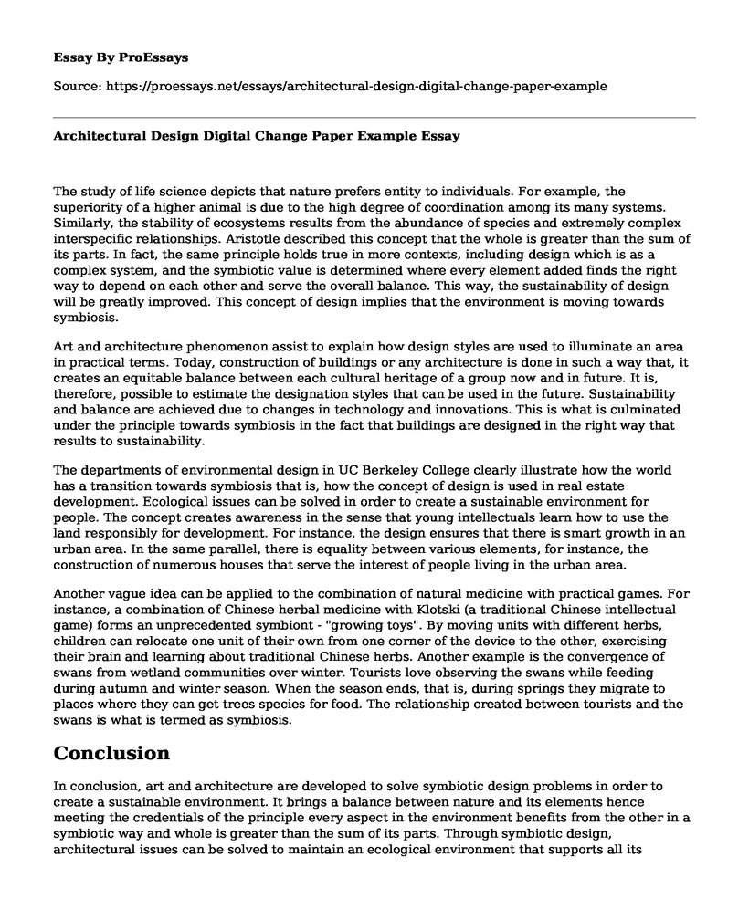 Architectural Design Digital Change Paper Example