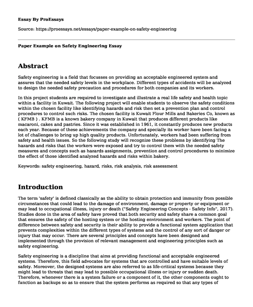 Paper Example on Safety Engineering