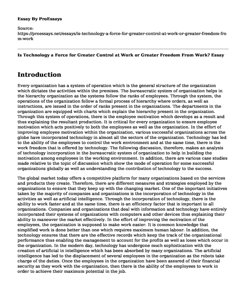 Is Technology a Force for Greater Control at Work or Greater Freedom From Work?