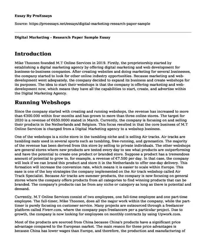 Digital Marketing - Research Paper Sample