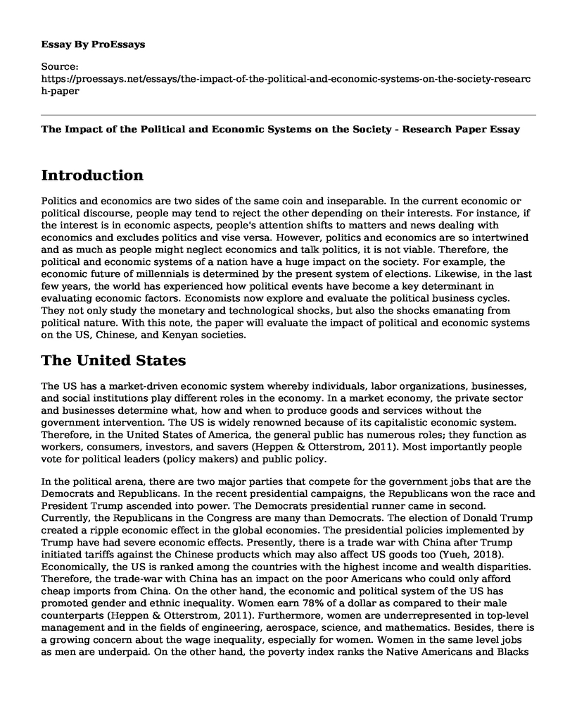 The Impact of the Political and Economic Systems on the Society - Research Paper