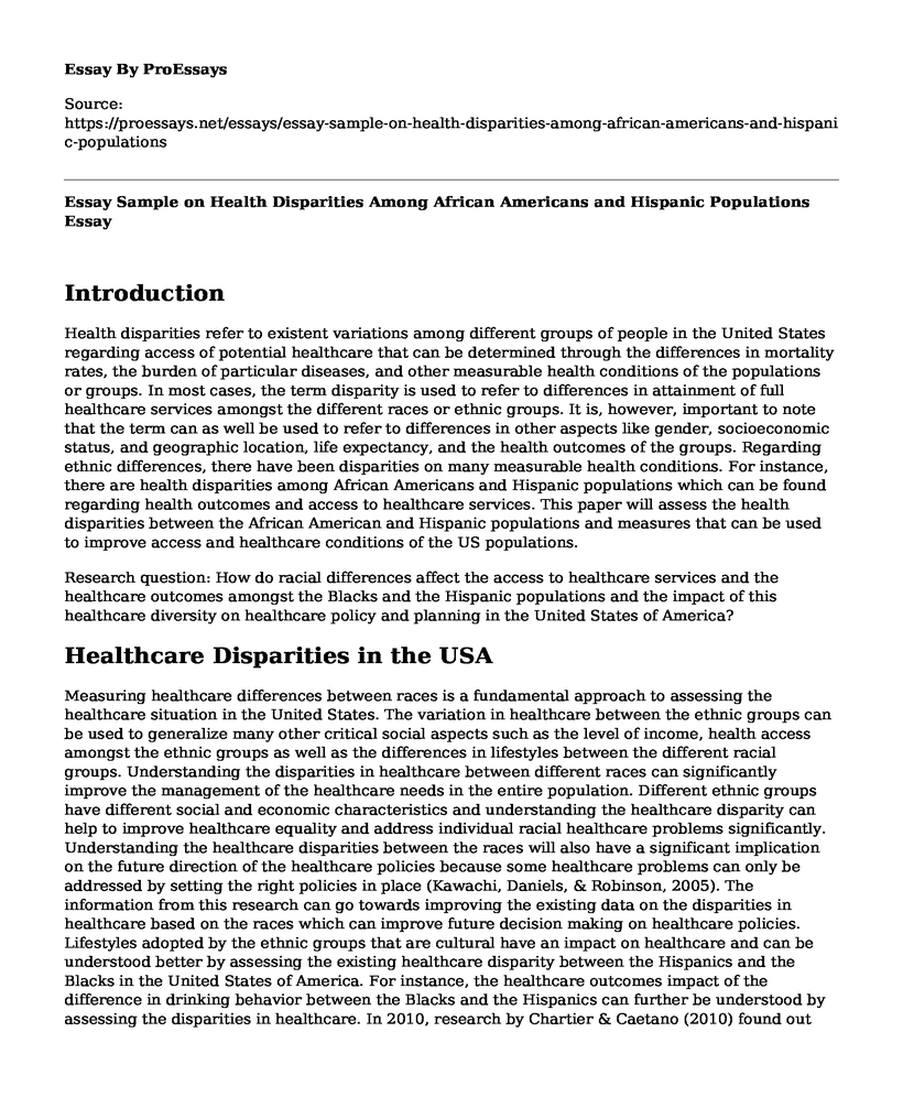 📗 Essay Sample On Health Disparities Among African Americans And ...