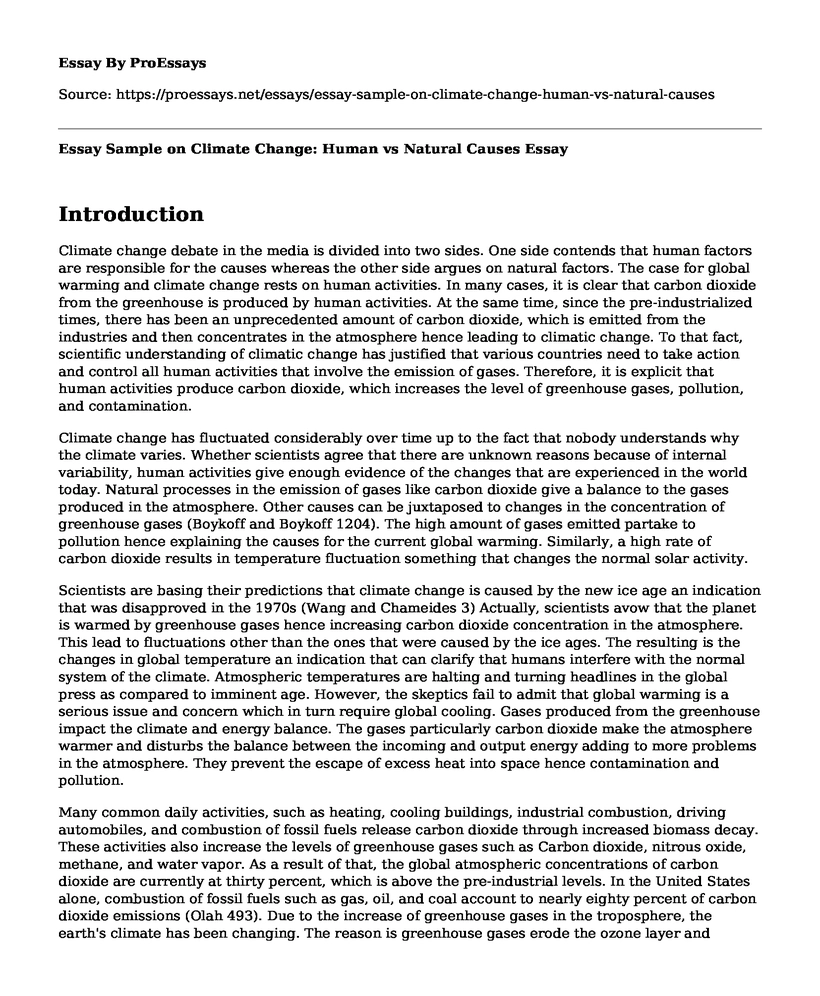 Essay Sample on Climate Change: Human vs Natural Causes