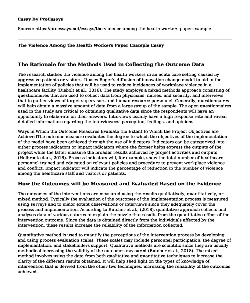 The Violence Among the Health Workers Paper Example