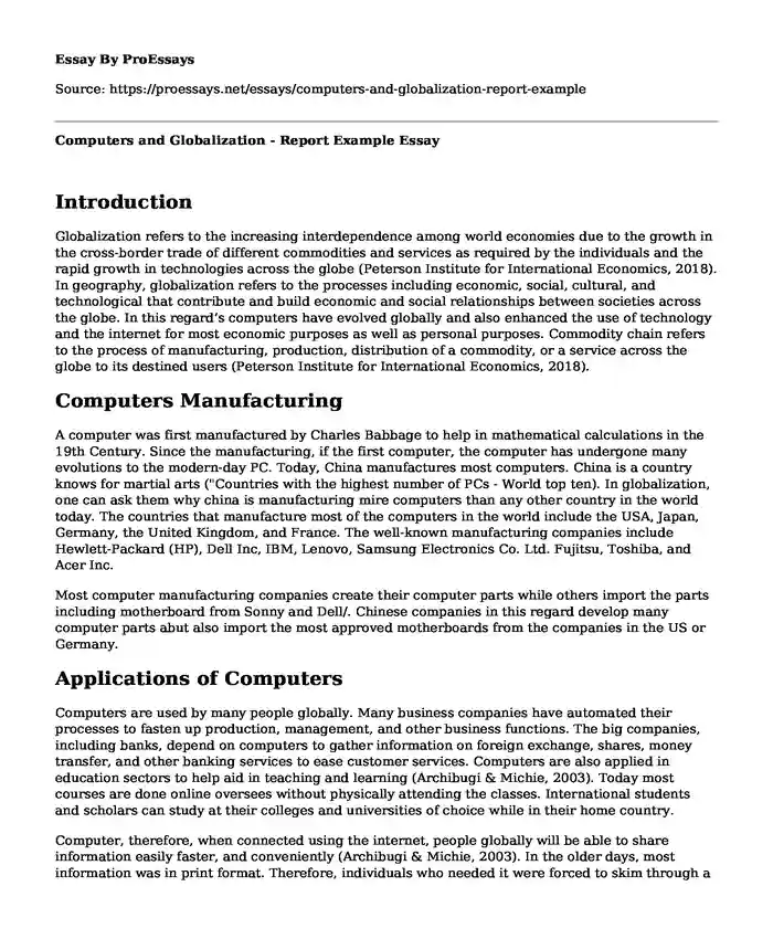 Computers and Globalization - Report Example