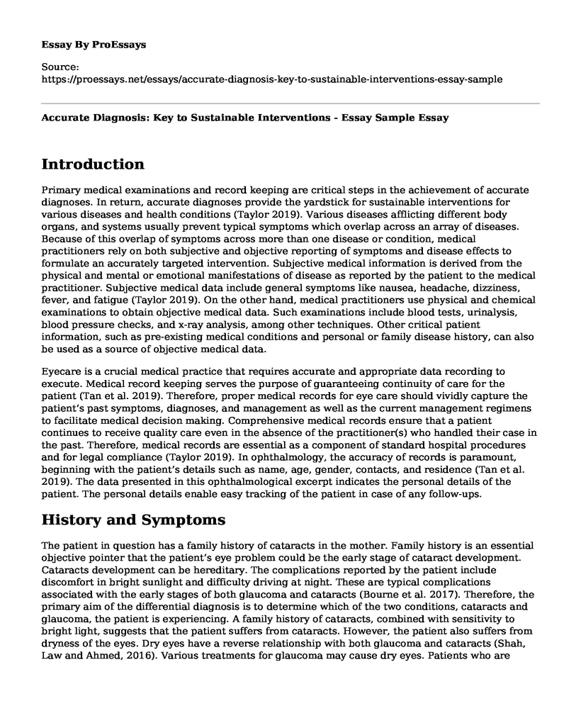 Accurate Diagnosis: Key to Sustainable Interventions - Essay Sample