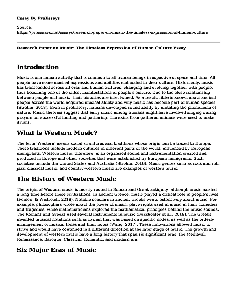 Research Paper on Music: The Timeless Expression of Human Culture