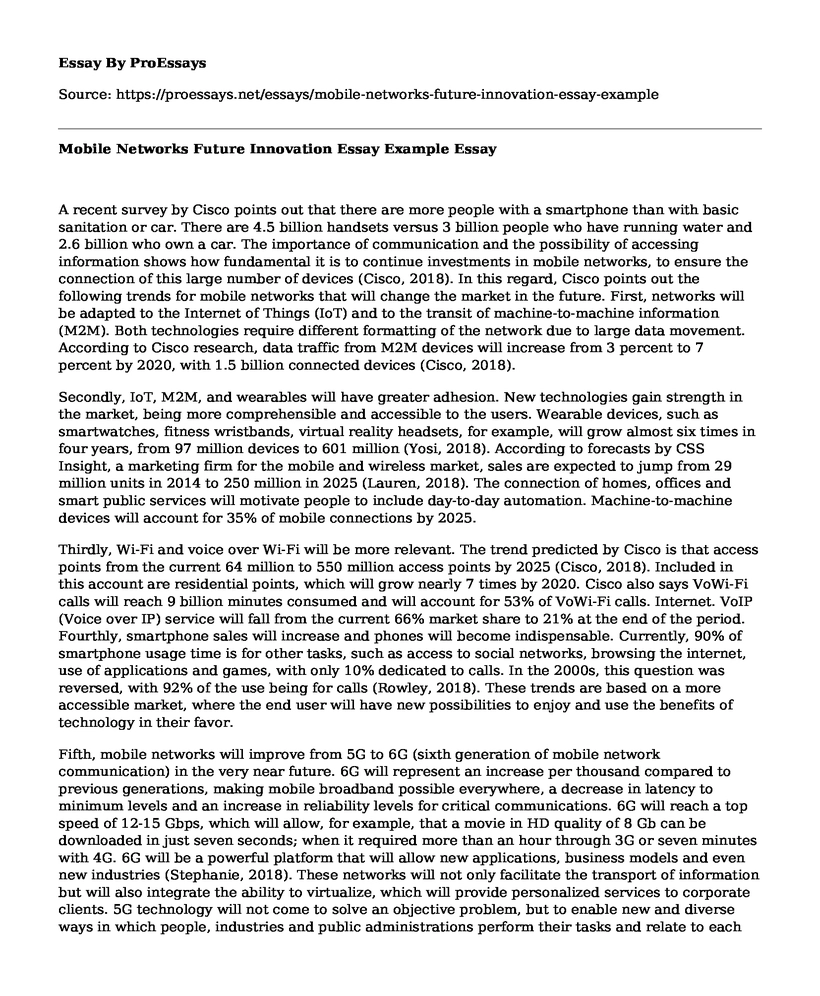 Mobile Networks Future Innovation Essay Example