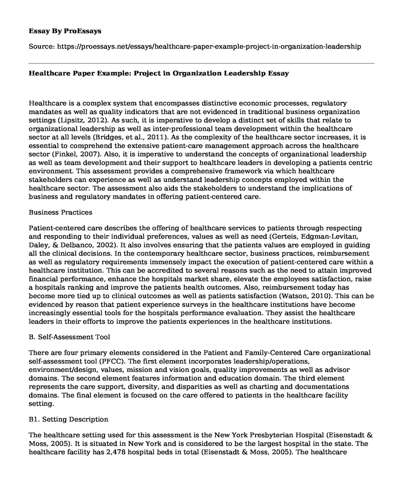 Healthcare Paper Example: Project in Organization Leadership