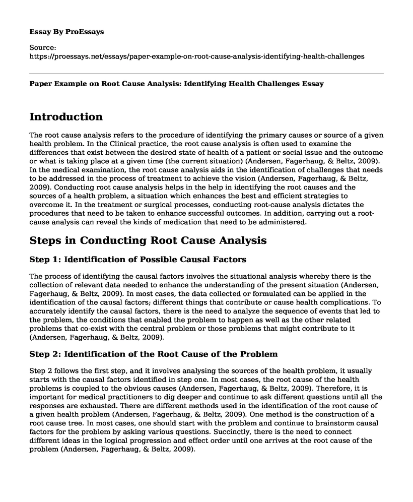 Paper Example on Root Cause Analysis: Identifying Health Challenges