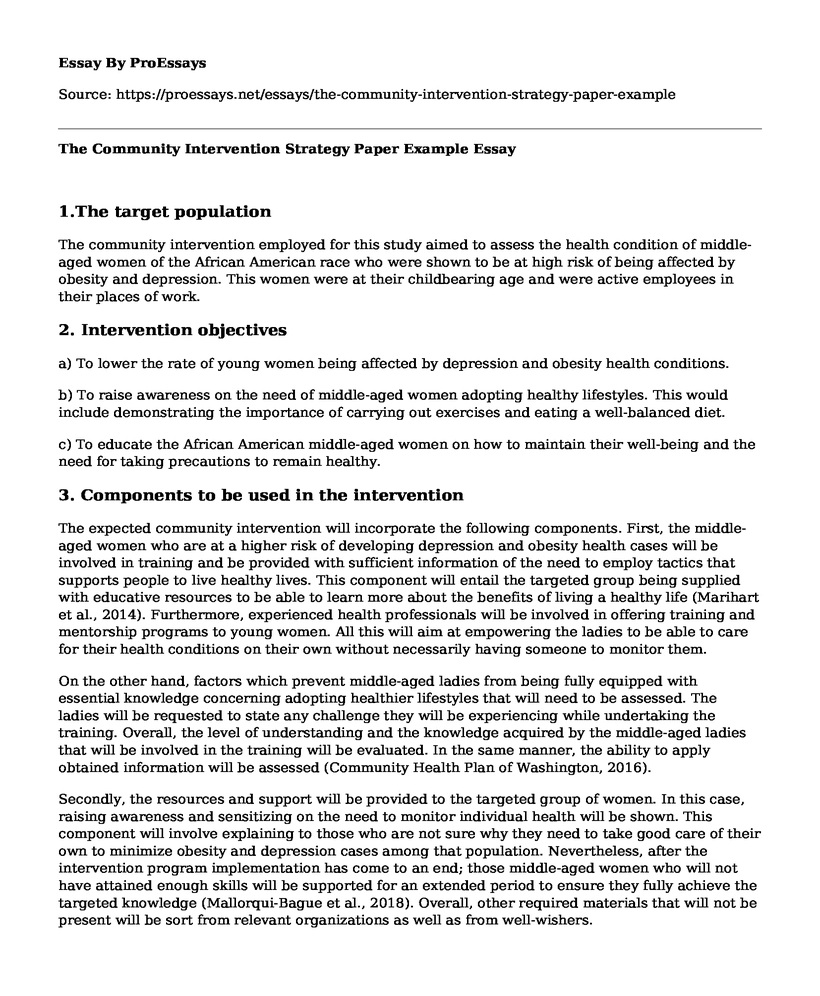 The Community Intervention Strategy Paper Example