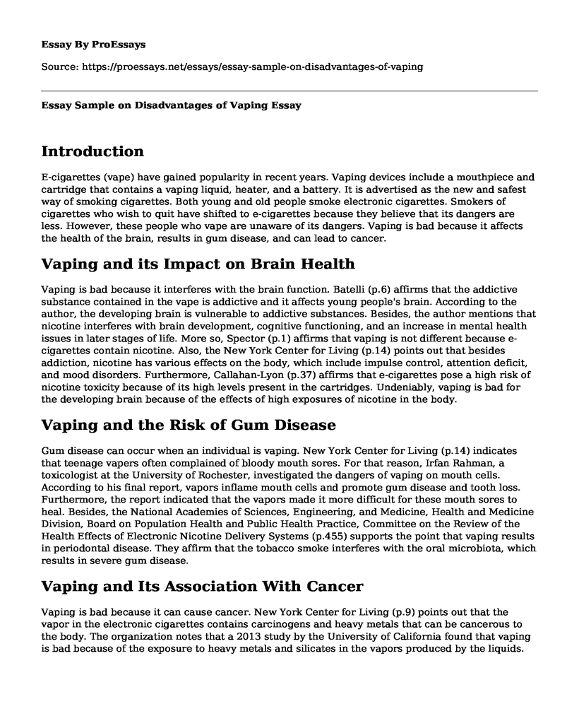 1000 word essay on why vaping is bad