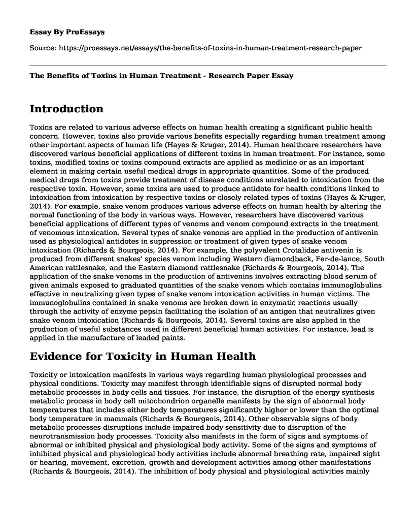 The Benefits of Toxins in Human Treatment - Research Paper