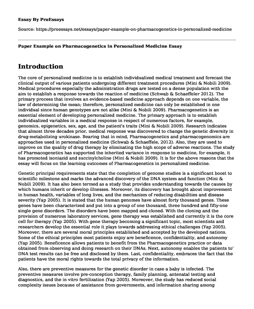 Paper Example on Pharmacogenetics in Personalized Medicine