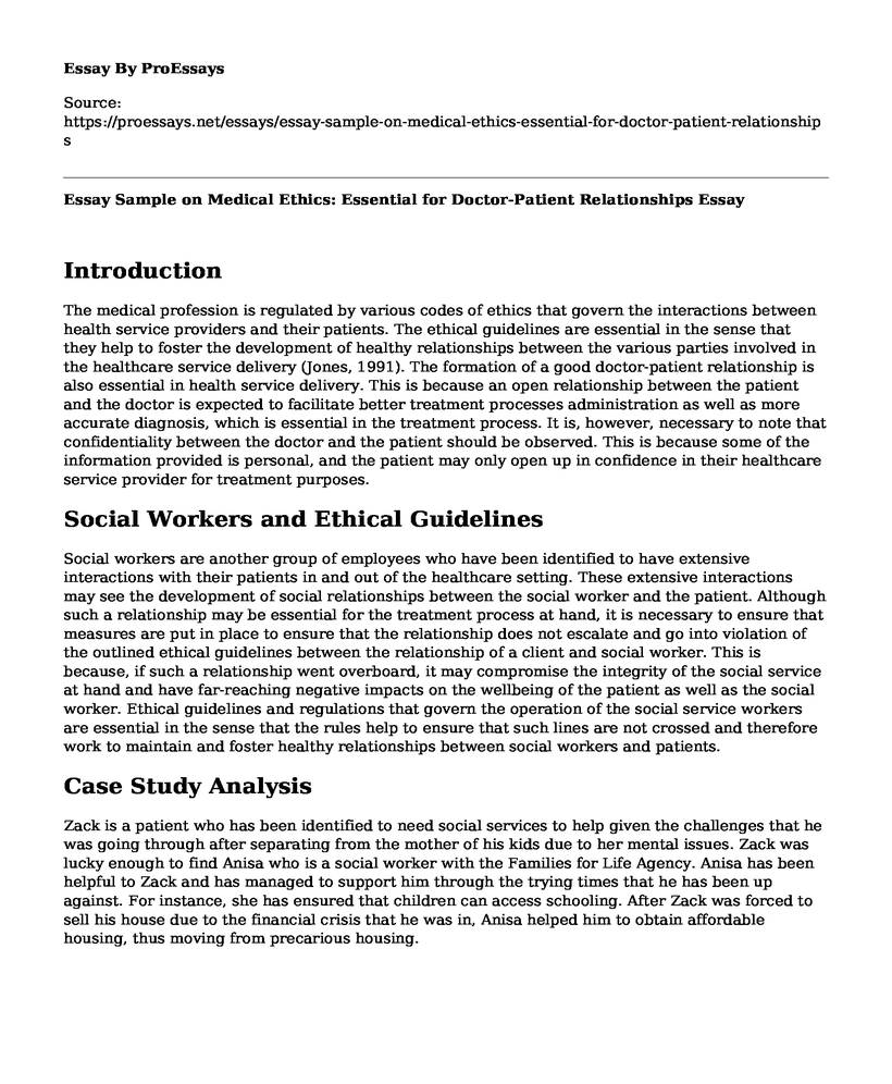 Essay Sample on Medical Ethics: Essential for Doctor-Patient Relationships
