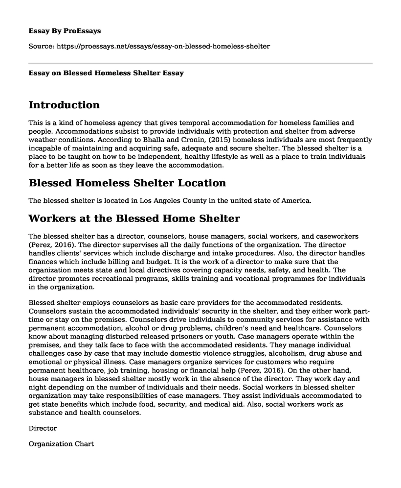 Essay on Blessed Homeless Shelter