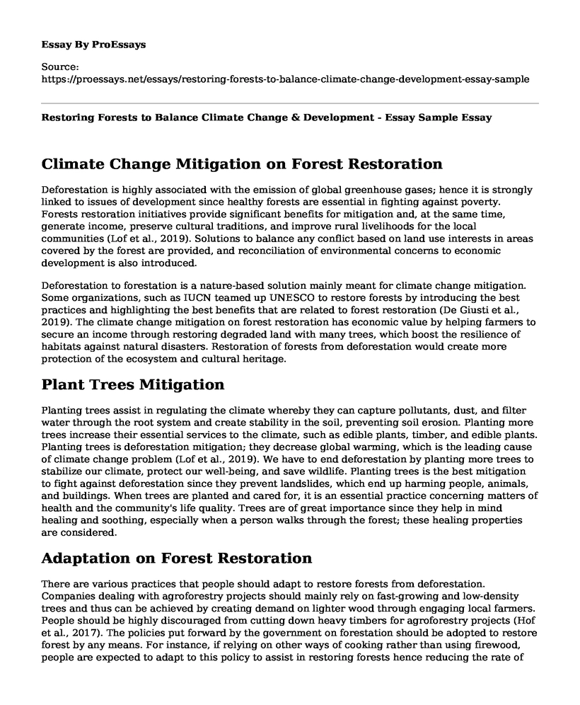 Restoring Forests to Balance Climate Change & Development - Essay Sample