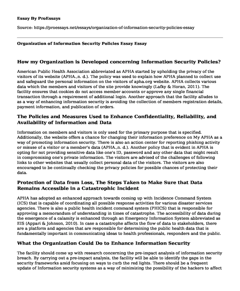 Organization of Information Security Policies Essay