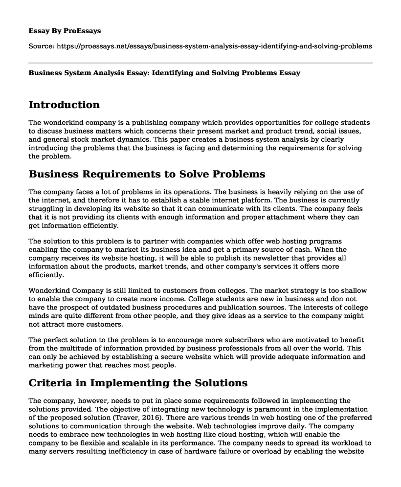 Business System Analysis Essay: Identifying and Solving Problems