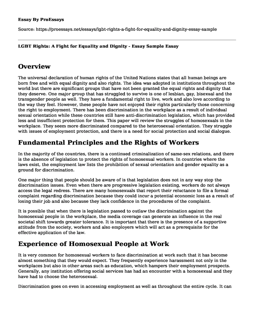 LGBT Rights: A Fight for Equality and Dignity - Essay Sample