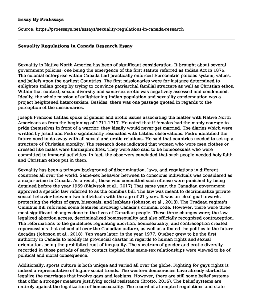Sexuality Regulations in Canada Research
