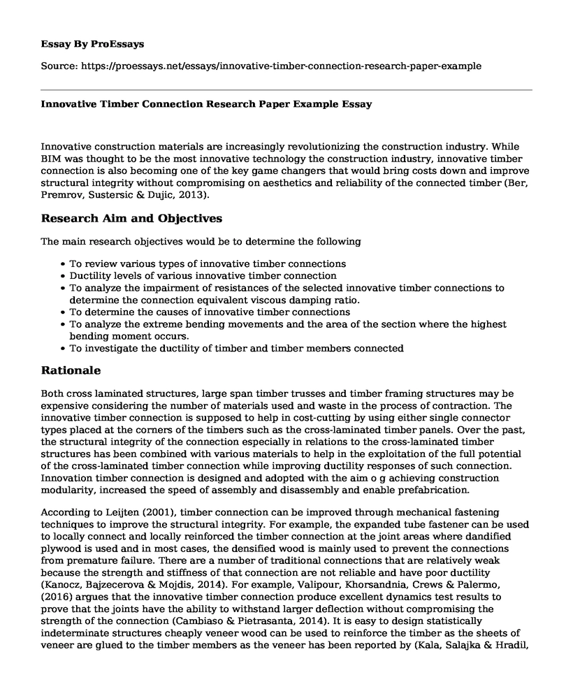 Innovative Timber Connection Research Paper Example