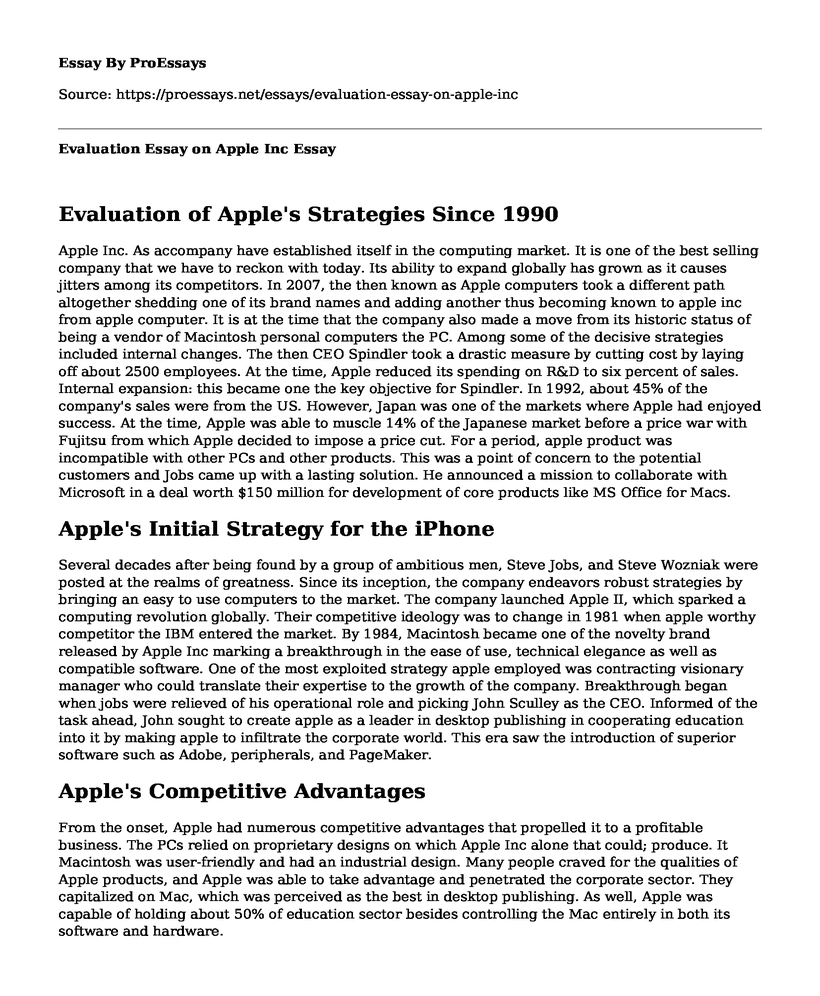 Evaluation Essay on Apple Inc