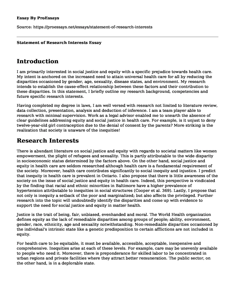 Statement of Research Interests