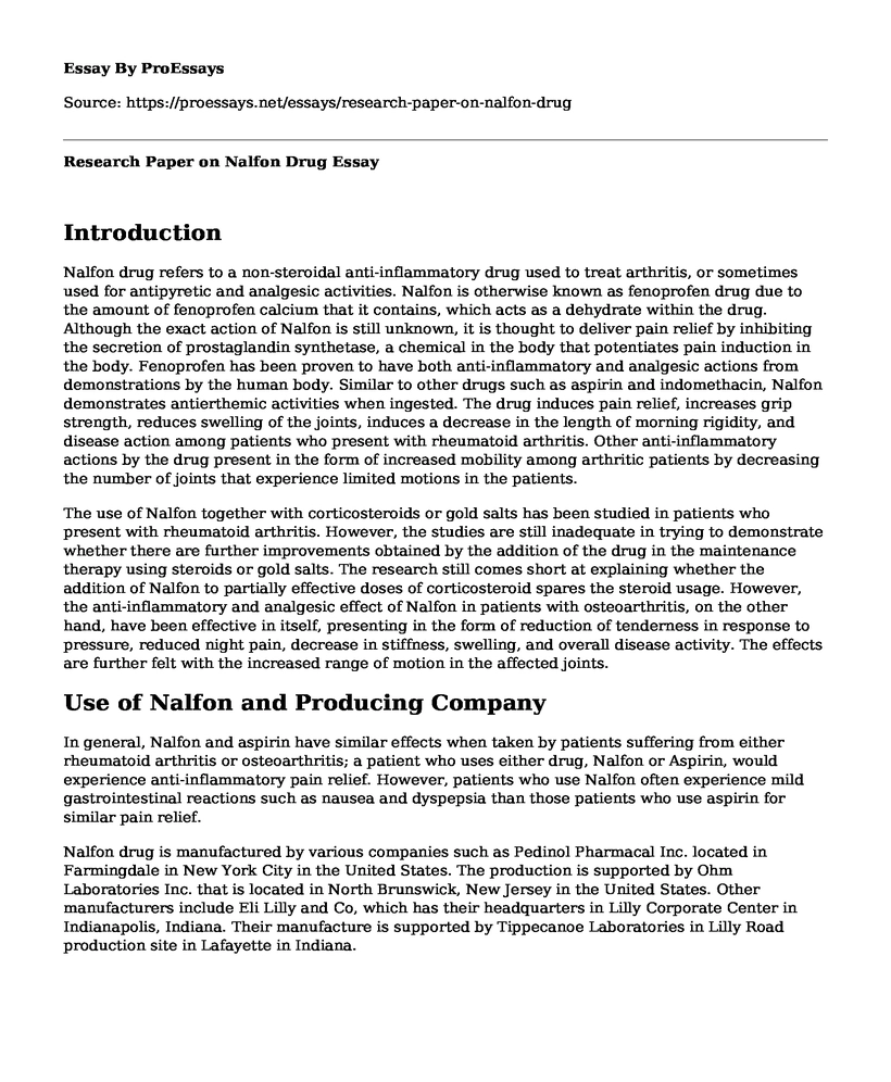 Research Paper on Nalfon Drug