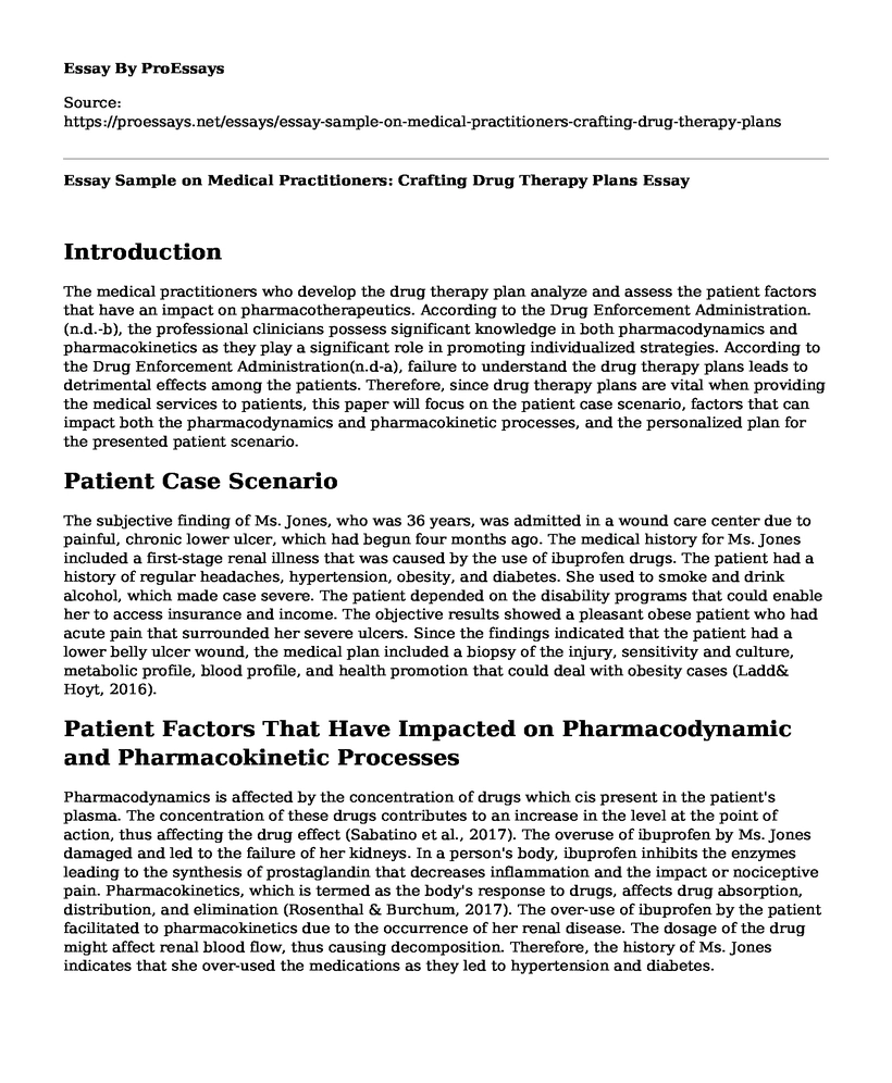 Essay Sample on Medical Practitioners: Crafting Drug Therapy Plans