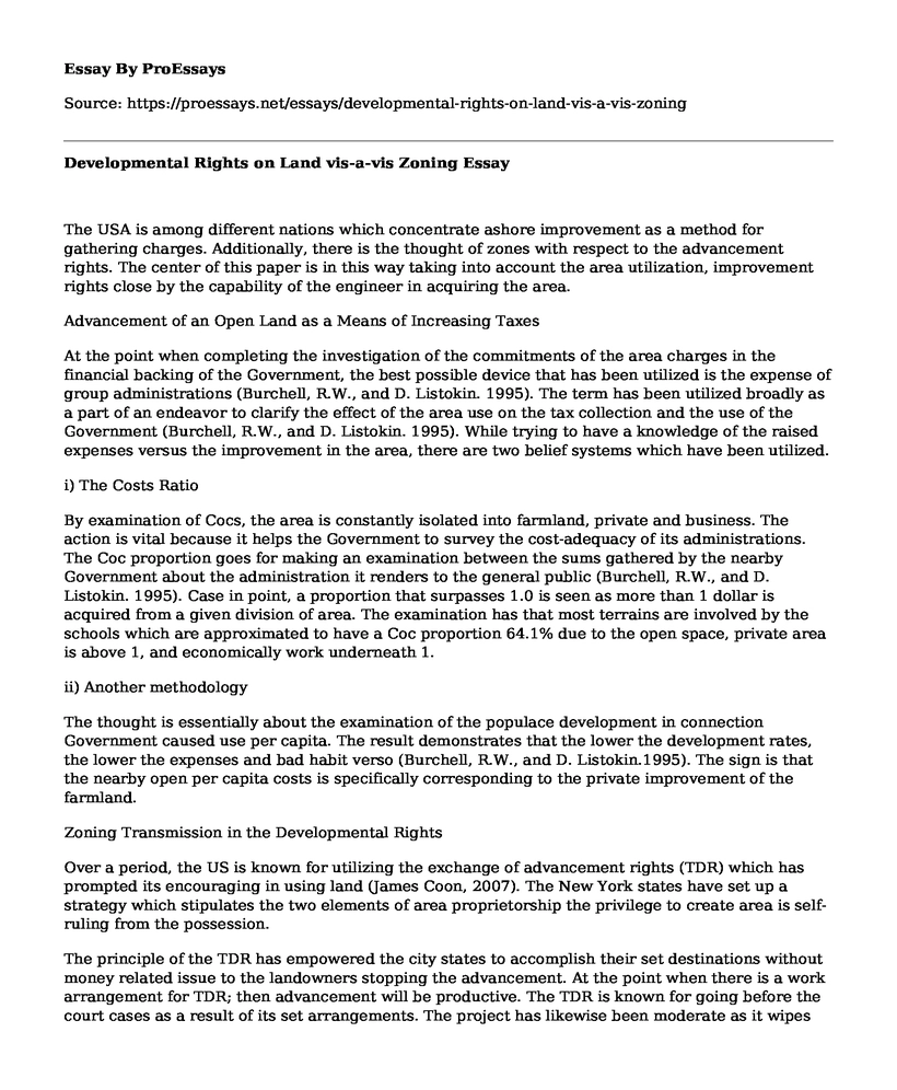 Developmental Rights on Land vis-a-vis Zoning