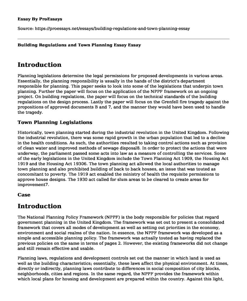 Building Regulations and Town Planning Essay