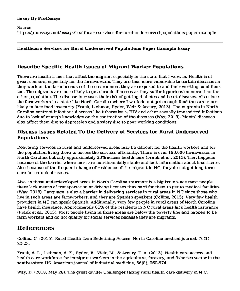 Healthcare Services for Rural Underserved Populations Paper Example