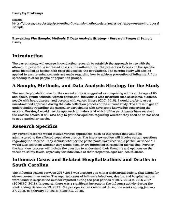 Preventing Flu: Sample, Methods & Data Analysis Strategy - Research Proposal Sample