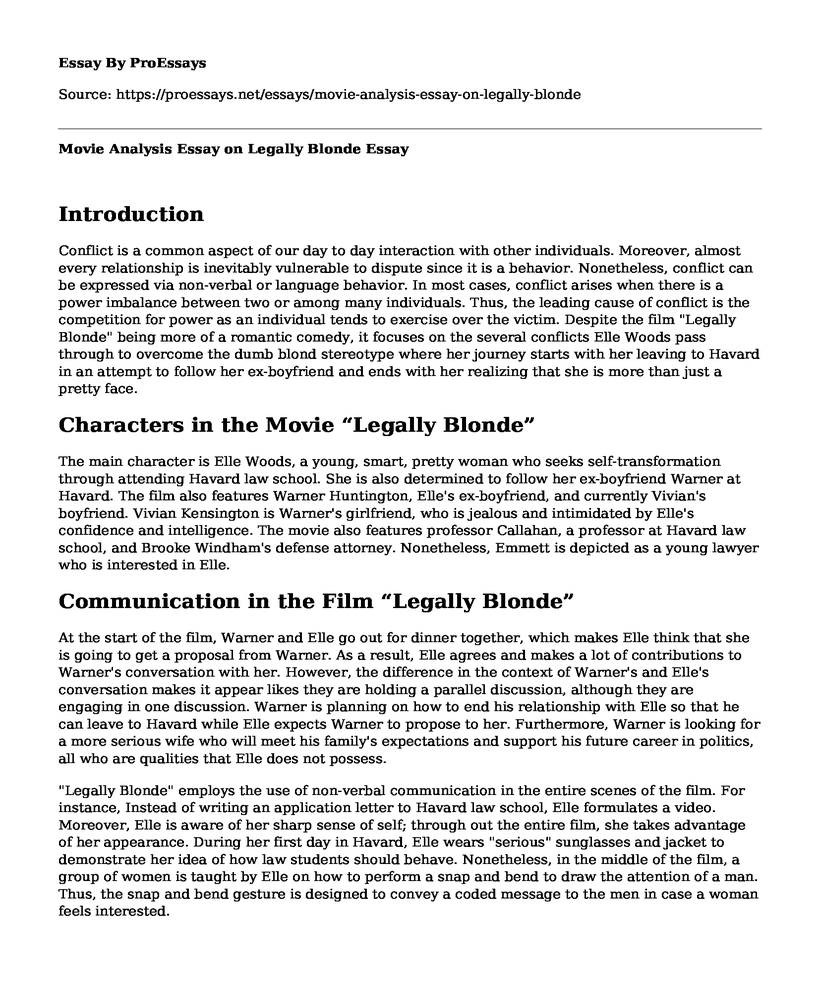 Movie Analysis Essay on Legally Blonde