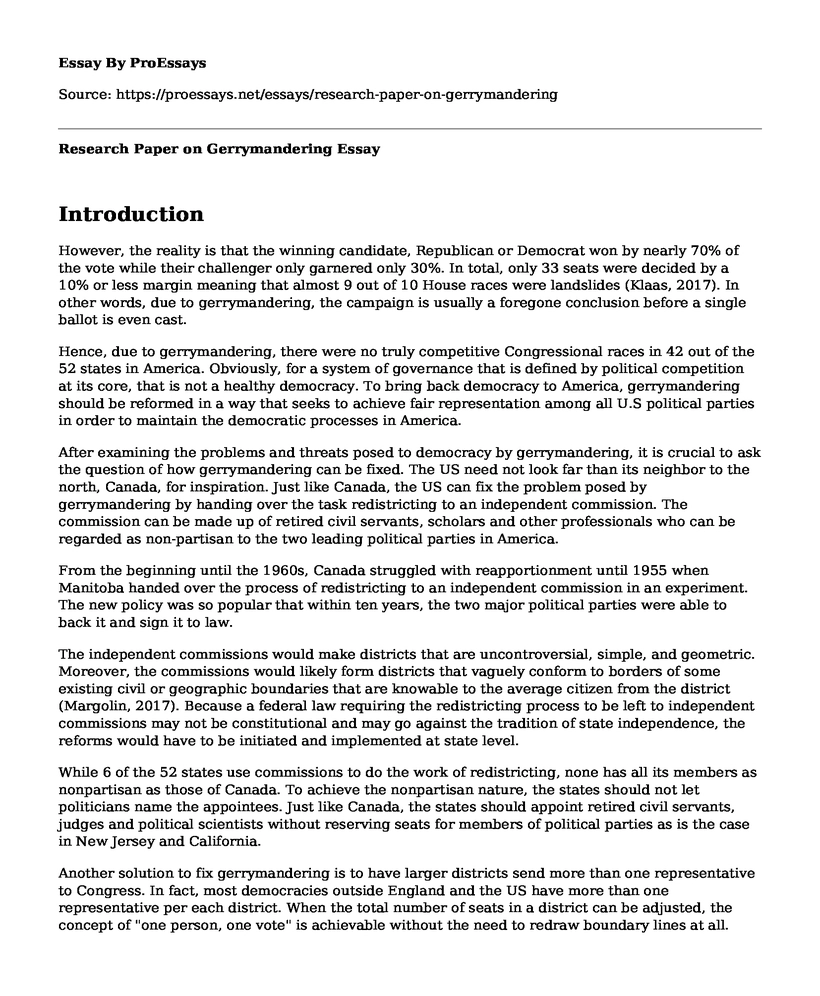 Research Paper on Gerrymandering