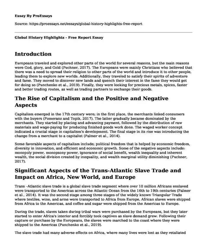 Global History Highlights - Free Report