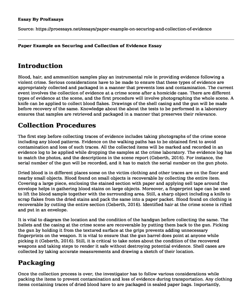 Paper Example on Securing and Collection of Evidence
