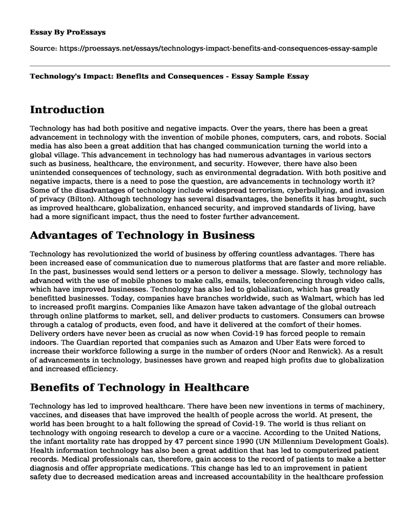 essay about technology benefits