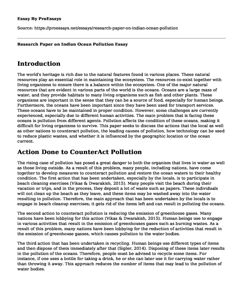 Research Paper on Indian Ocean Pollution