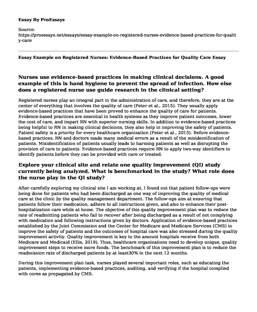 Essay Example on Registered Nurses: Evidence-Based Practices for Quality Care