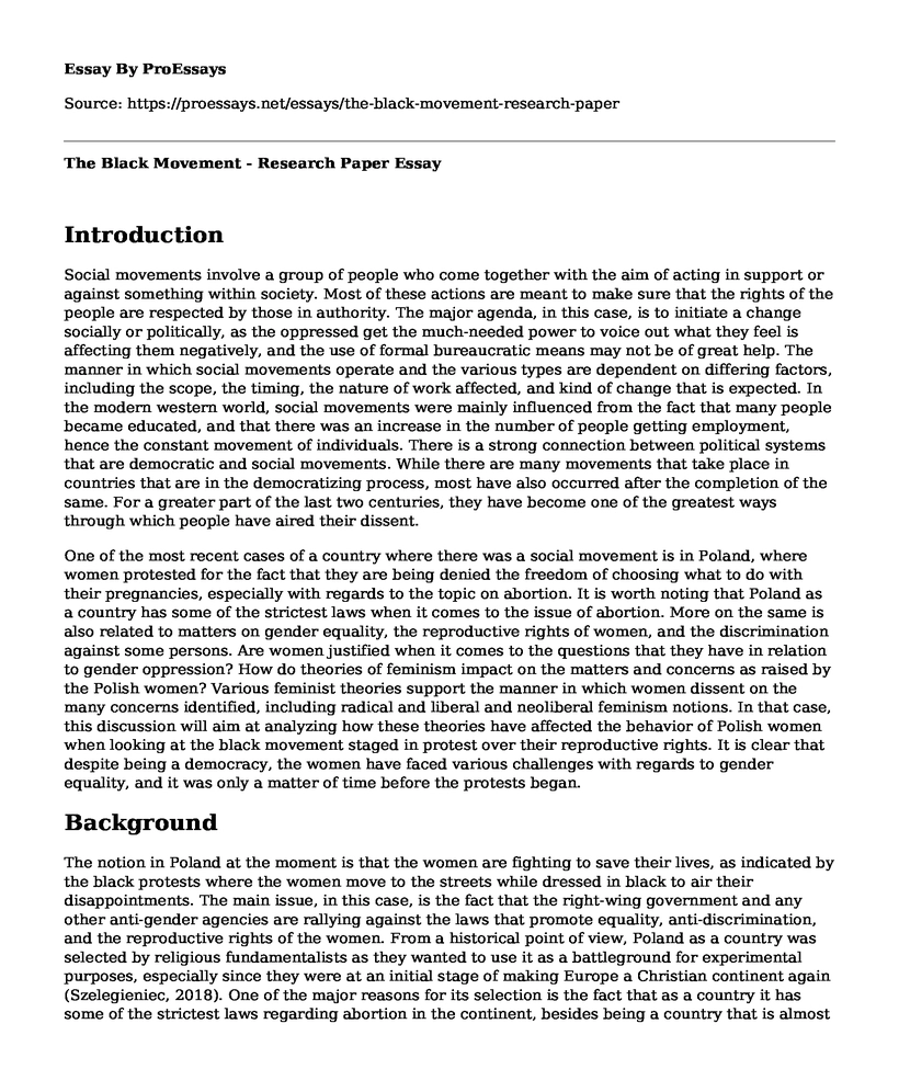 The Black Movement - Research Paper