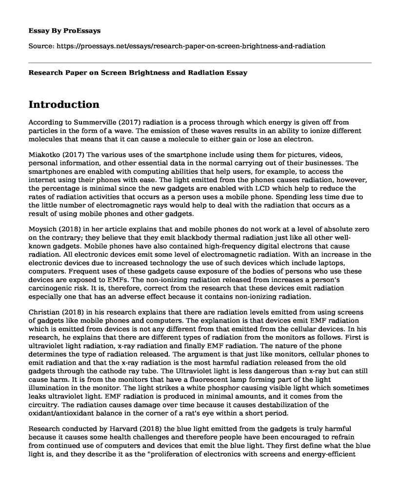Research Paper on Screen Brightness and Radiation
