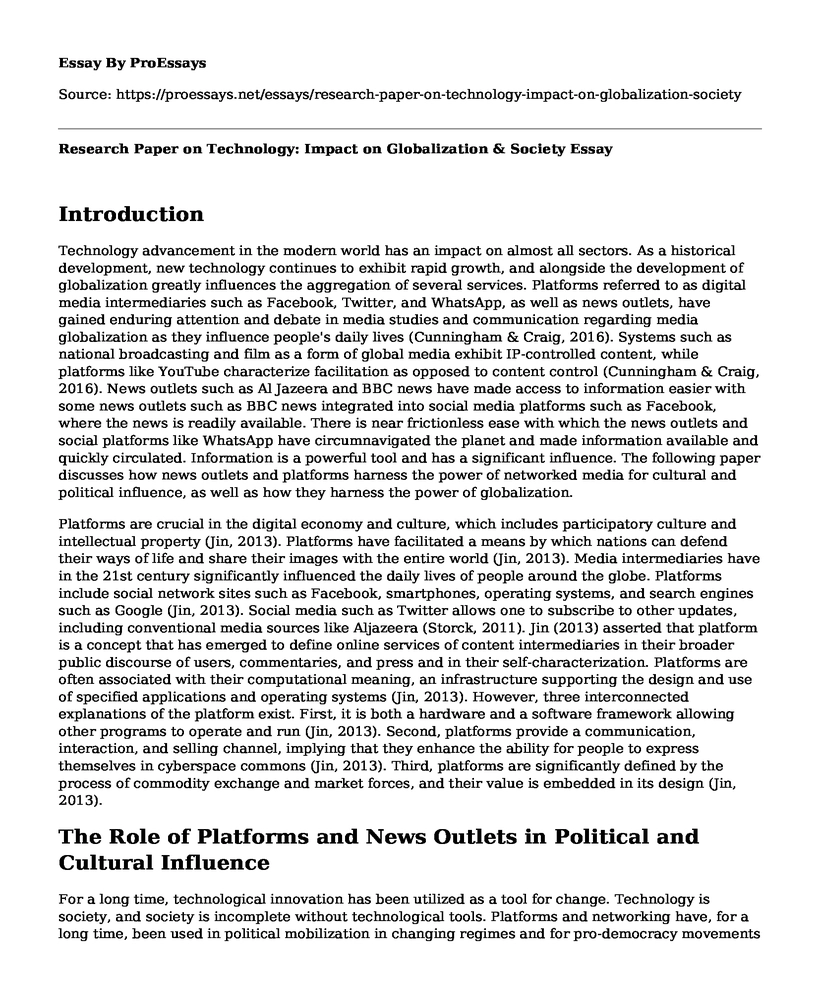 Research Paper on Technology: Impact on Globalization & Society