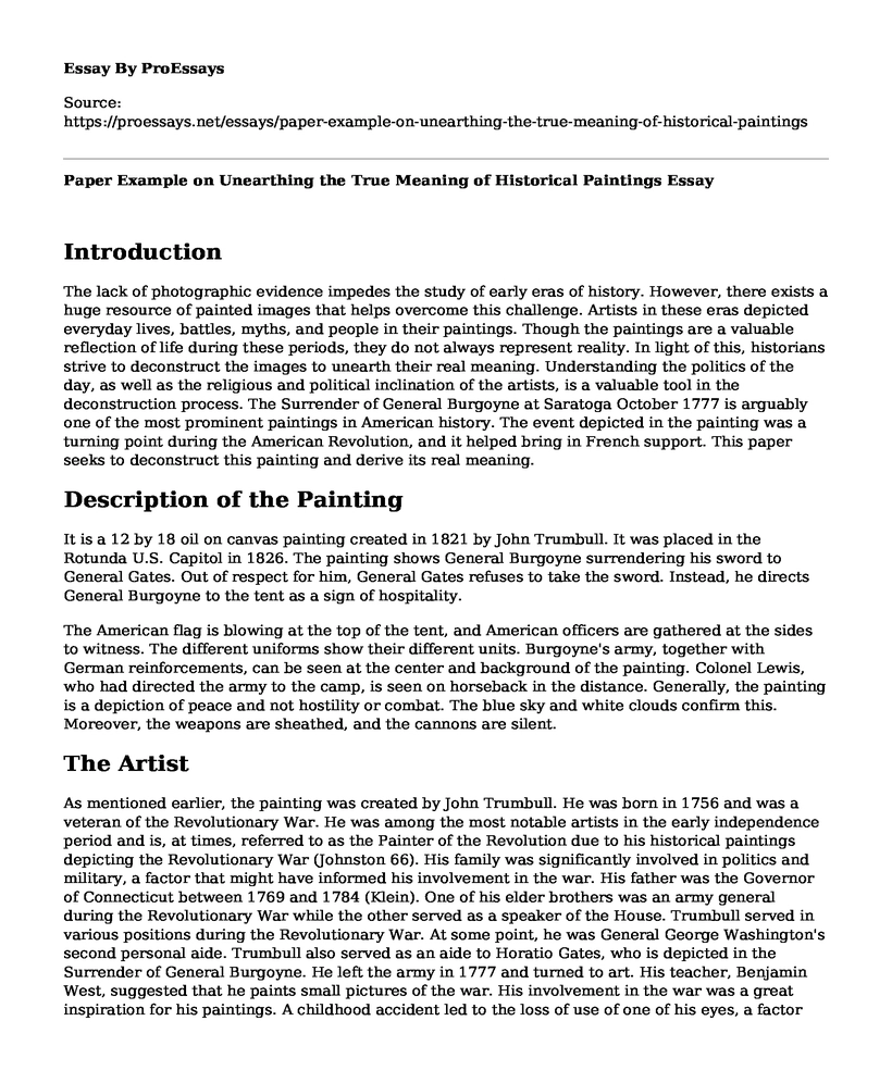 Paper Example on Unearthing the True Meaning of Historical Paintings