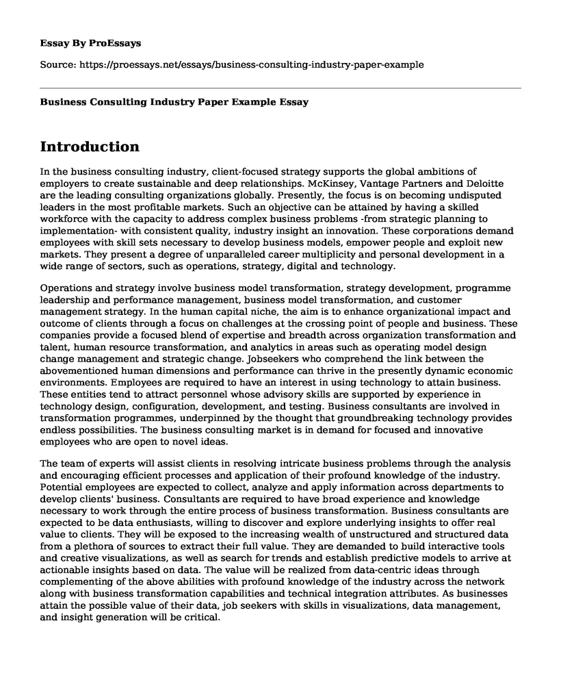 Business Consulting Industry Paper Example